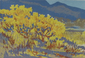 Chamisa Cantata, Block Print by Judith Hilmer