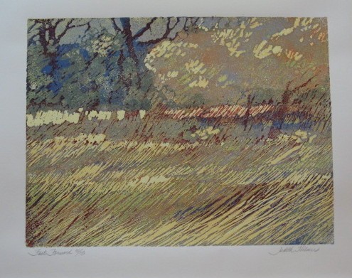 Fast Forward Light Version, Block Print by Judith Hilmer