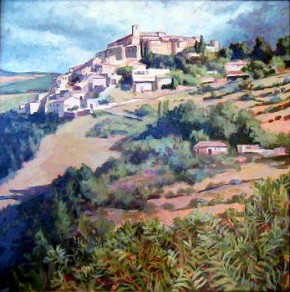 Umbrian Hill Town Oil Painting by Judith Hilmer			