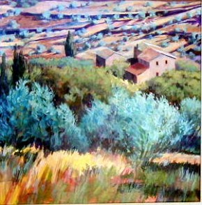 Wind in the Olives oil painting by Judith Hilmer